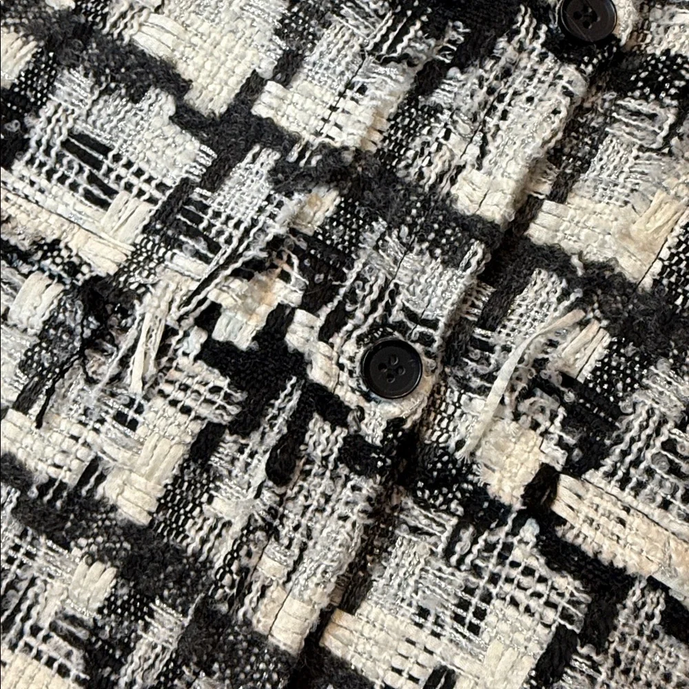 MNML Men’s Raw Edge Flannel Shirt White And‎ Black Size Small